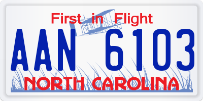 NC license plate AAN6103