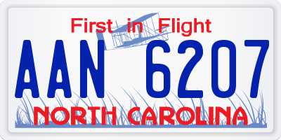 NC license plate AAN6207