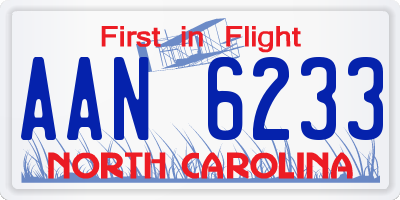 NC license plate AAN6233