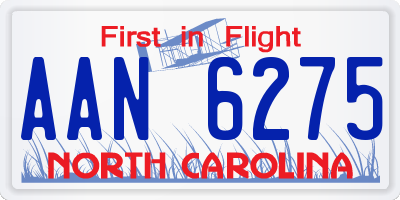 NC license plate AAN6275