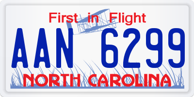NC license plate AAN6299
