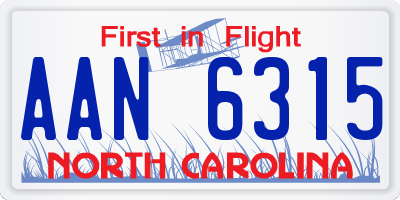 NC license plate AAN6315