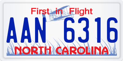 NC license plate AAN6316