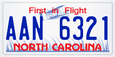 NC license plate AAN6321