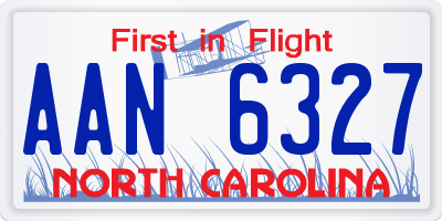 NC license plate AAN6327
