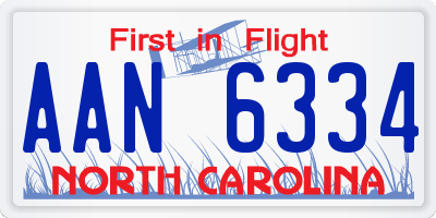 NC license plate AAN6334