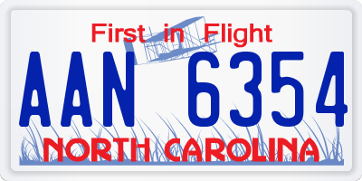 NC license plate AAN6354