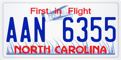 NC license plate AAN6355