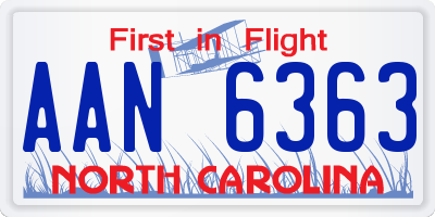 NC license plate AAN6363