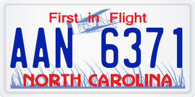 NC license plate AAN6371