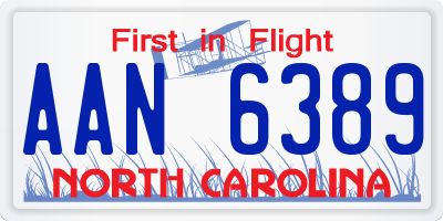 NC license plate AAN6389