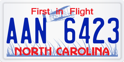 NC license plate AAN6423