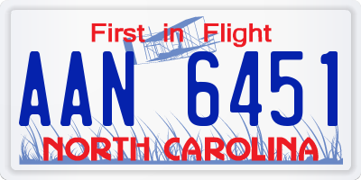 NC license plate AAN6451