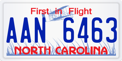 NC license plate AAN6463
