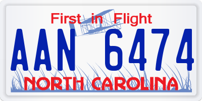 NC license plate AAN6474