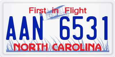 NC license plate AAN6531