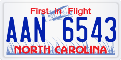 NC license plate AAN6543