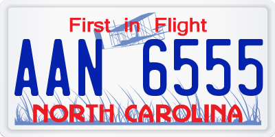 NC license plate AAN6555