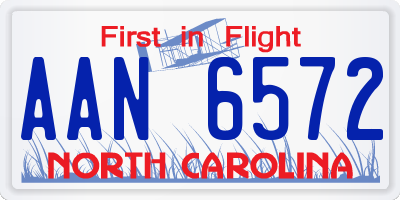NC license plate AAN6572