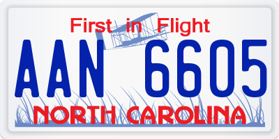 NC license plate AAN6605