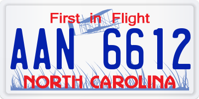 NC license plate AAN6612