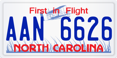 NC license plate AAN6626