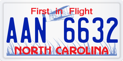 NC license plate AAN6632