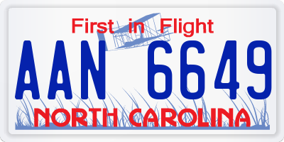 NC license plate AAN6649