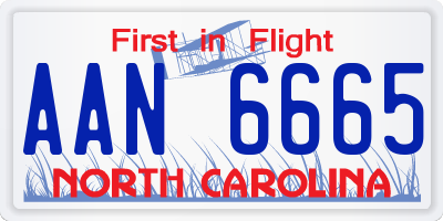 NC license plate AAN6665