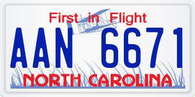 NC license plate AAN6671