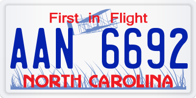 NC license plate AAN6692