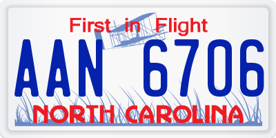 NC license plate AAN6706