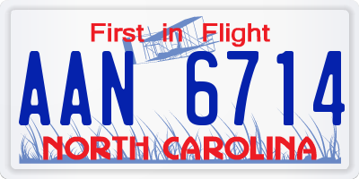 NC license plate AAN6714