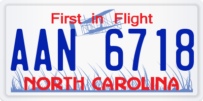 NC license plate AAN6718