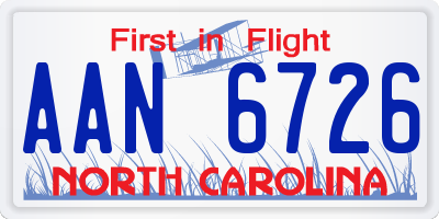 NC license plate AAN6726