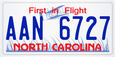 NC license plate AAN6727