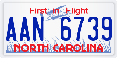 NC license plate AAN6739
