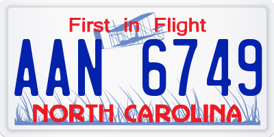 NC license plate AAN6749