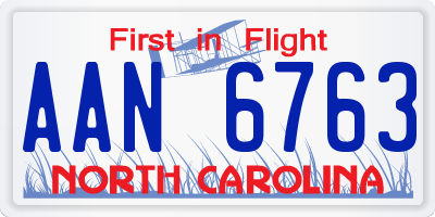 NC license plate AAN6763