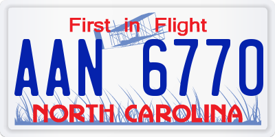 NC license plate AAN6770