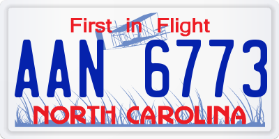 NC license plate AAN6773