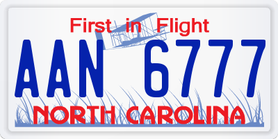 NC license plate AAN6777