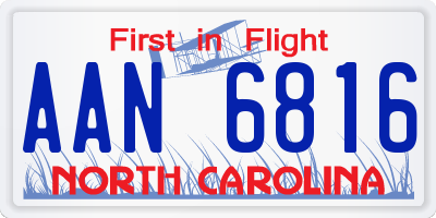 NC license plate AAN6816