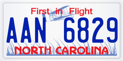 NC license plate AAN6829