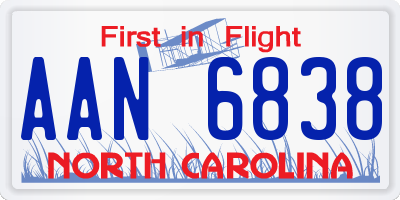 NC license plate AAN6838