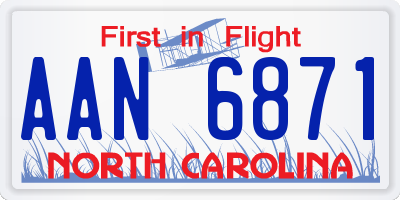 NC license plate AAN6871