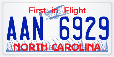 NC license plate AAN6929