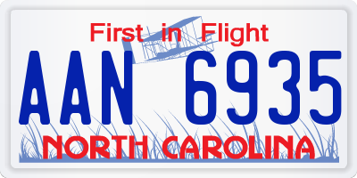 NC license plate AAN6935