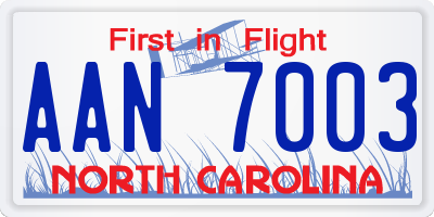 NC license plate AAN7003