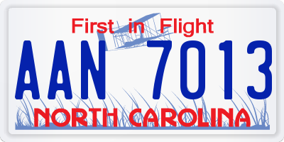 NC license plate AAN7013